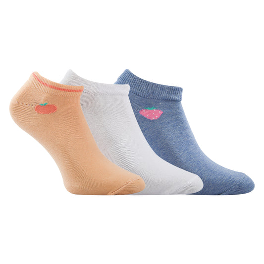 A Pack Of 3 Pieces Plain Ankle Socks , MultiColoure