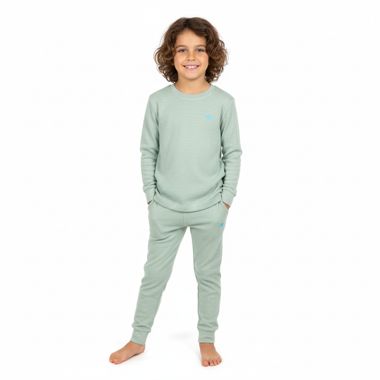 Set Of 2 Comfy Seleeve Sleep Wear MintGreen (T-Shirt+Pants) For Boys&Girls