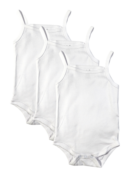 A Pack Of 3 Pieces Sleveeless Baby UnderWear Cotton 100% , White