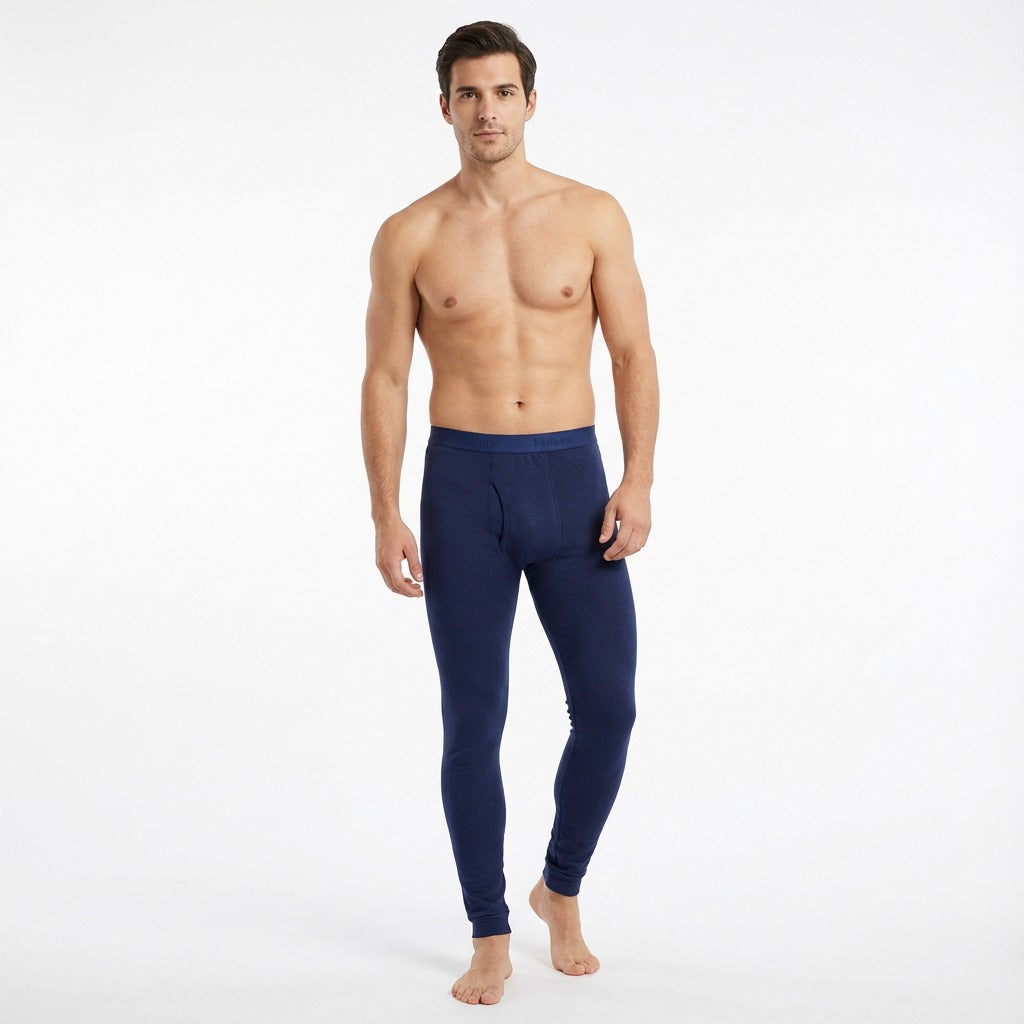 Relaxed Thermal Underwear Pants Stretch Leggings Navy For Men