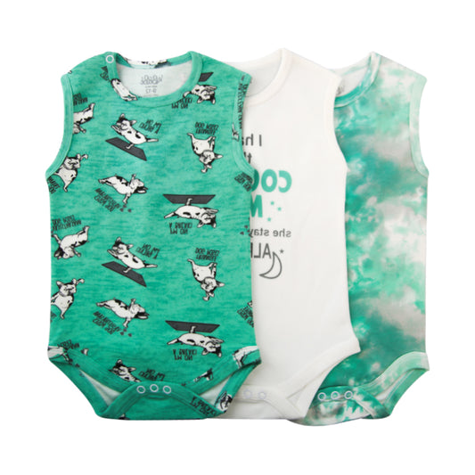 A Pack Of 3 Pieces Sleveeless Baby UnderWear Cotton 100% , MultiColoure