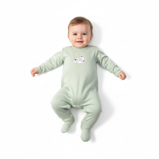 Set Of 1 Piece Comfy Sleep Wear For Baby Cotton 100% , MintGreen