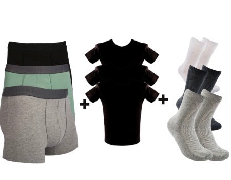 A Pack Of 9 Pieces Contain 3 Pieces From ( Boxers+UnderShirt+Socks)