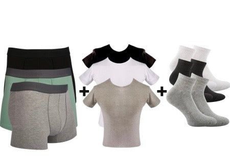 A Pack Of 9 Pieces Contain 3 Pieces From ( Boxers+UnderShirt+Socks)