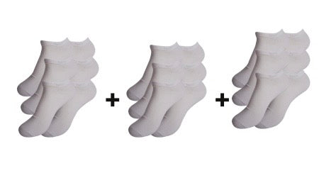 A Pack Of 9 Pieces Contain From ( 9 LowCut Socks) White For Men&Women