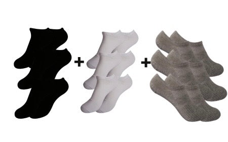 A Pack Of 9 Pieces Contain From ( 9 LowCut Socks)MultiColoure For Men&Women