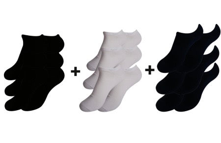 A Pack Of 9 Pieces Contain From ( 9 LowCut Socks)MultiColoure For Men&Women