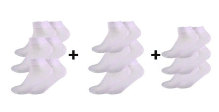 A Pack Of 9 Pieces Contain From ( 9 Ankle Socks) White For Men&Women