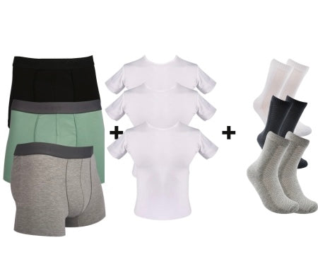 A Pack Of 9 Pieces Contain 3 Pieces From ( Boxers+UnderShirt+Socks)