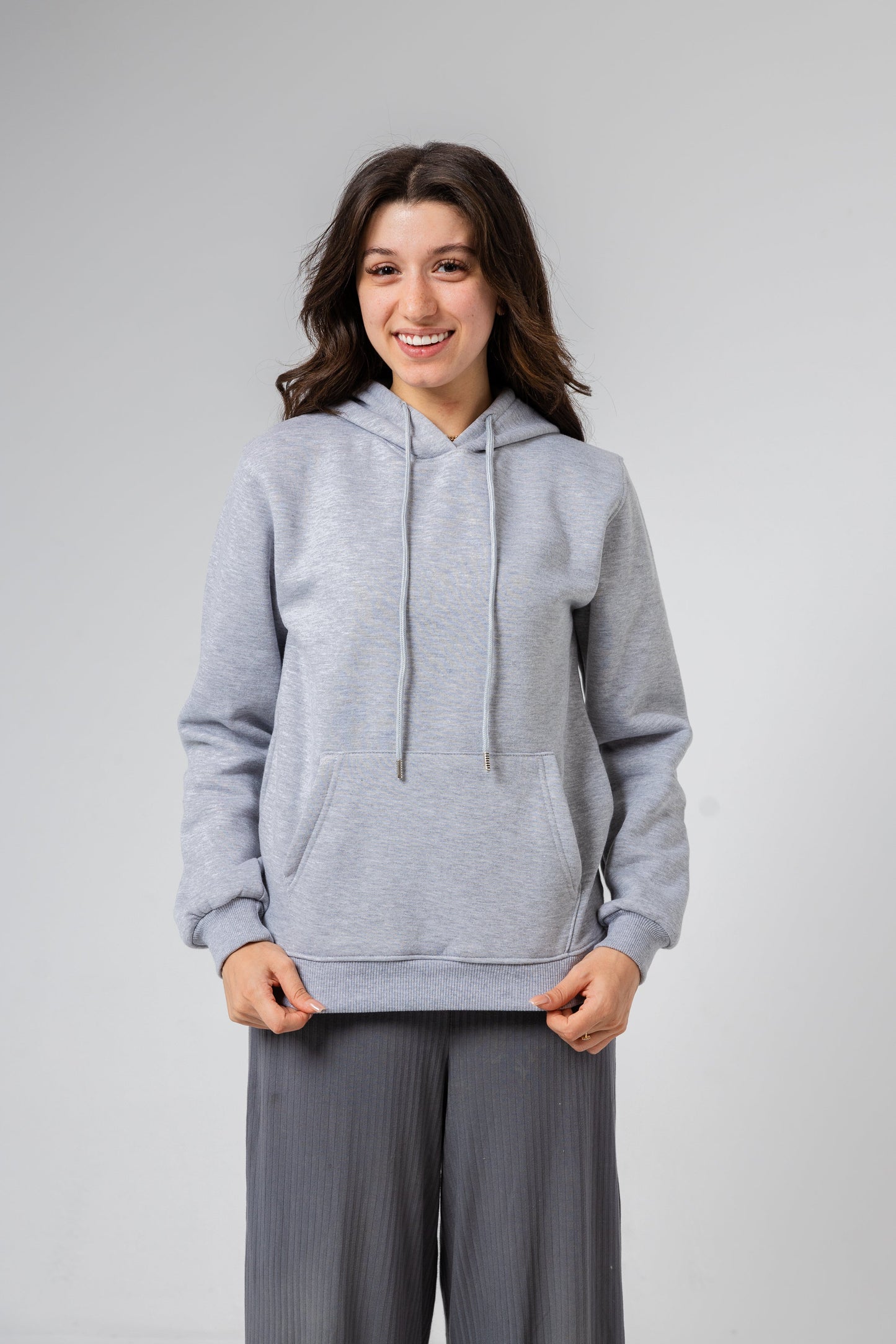 SweatShirt Plain Hoodie Long Sleeve For Boys&Girls In Grey