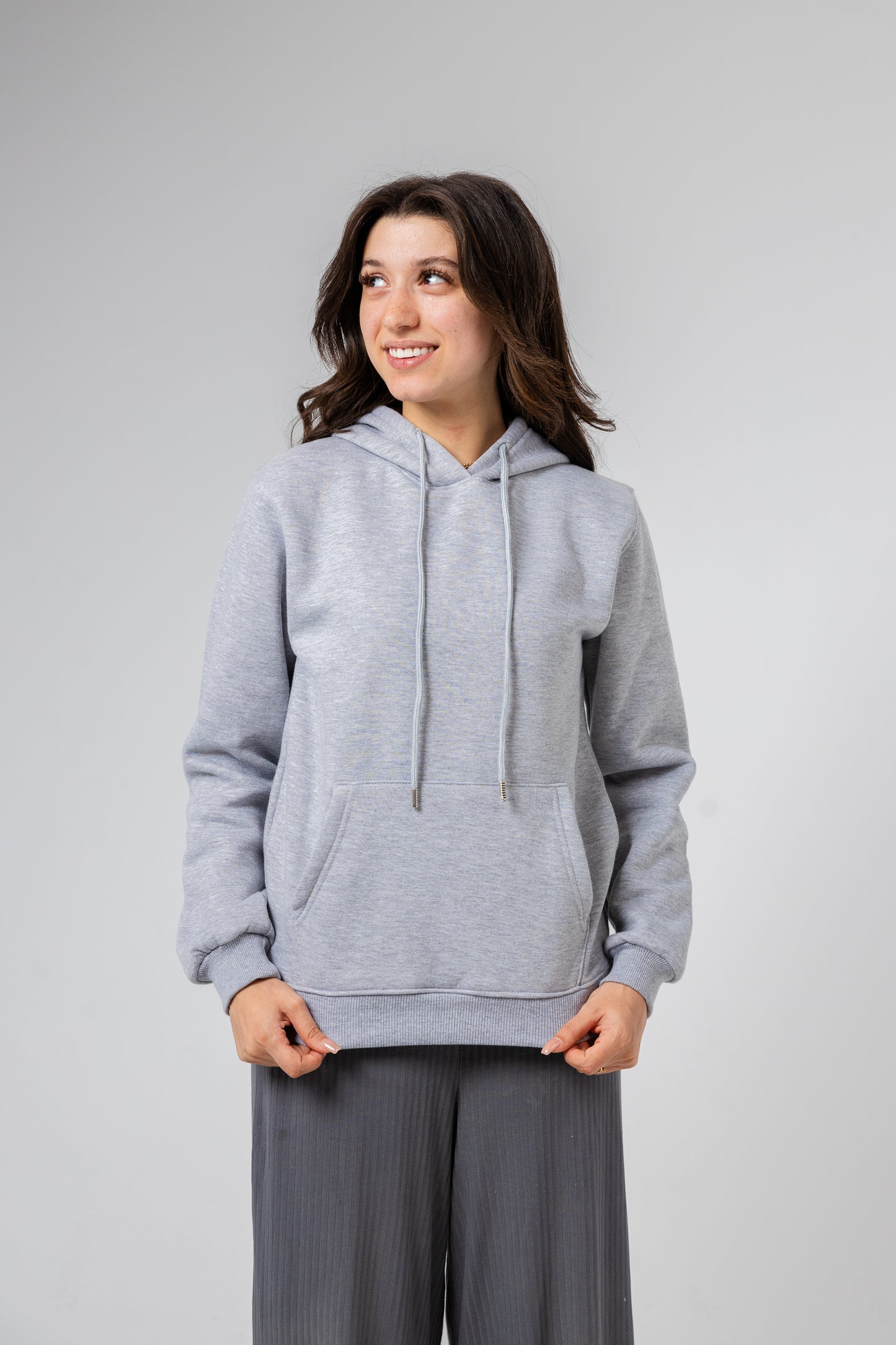 SweatShirt Plain Hoodie Long Sleeve For Boys&Girls In Grey