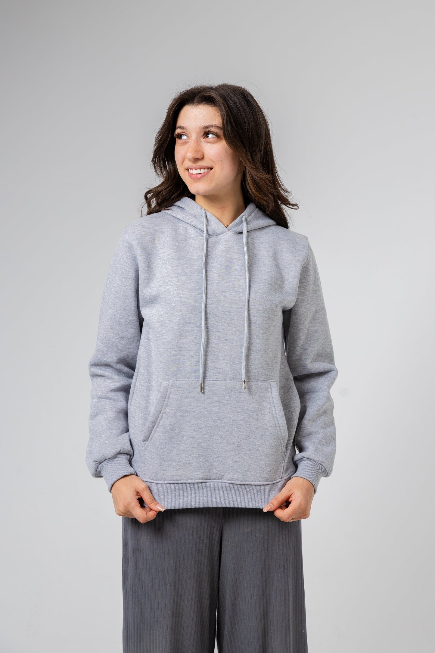 SweatShirt Plain Hoodie Long Sleeve For Boys&Girls In Grey