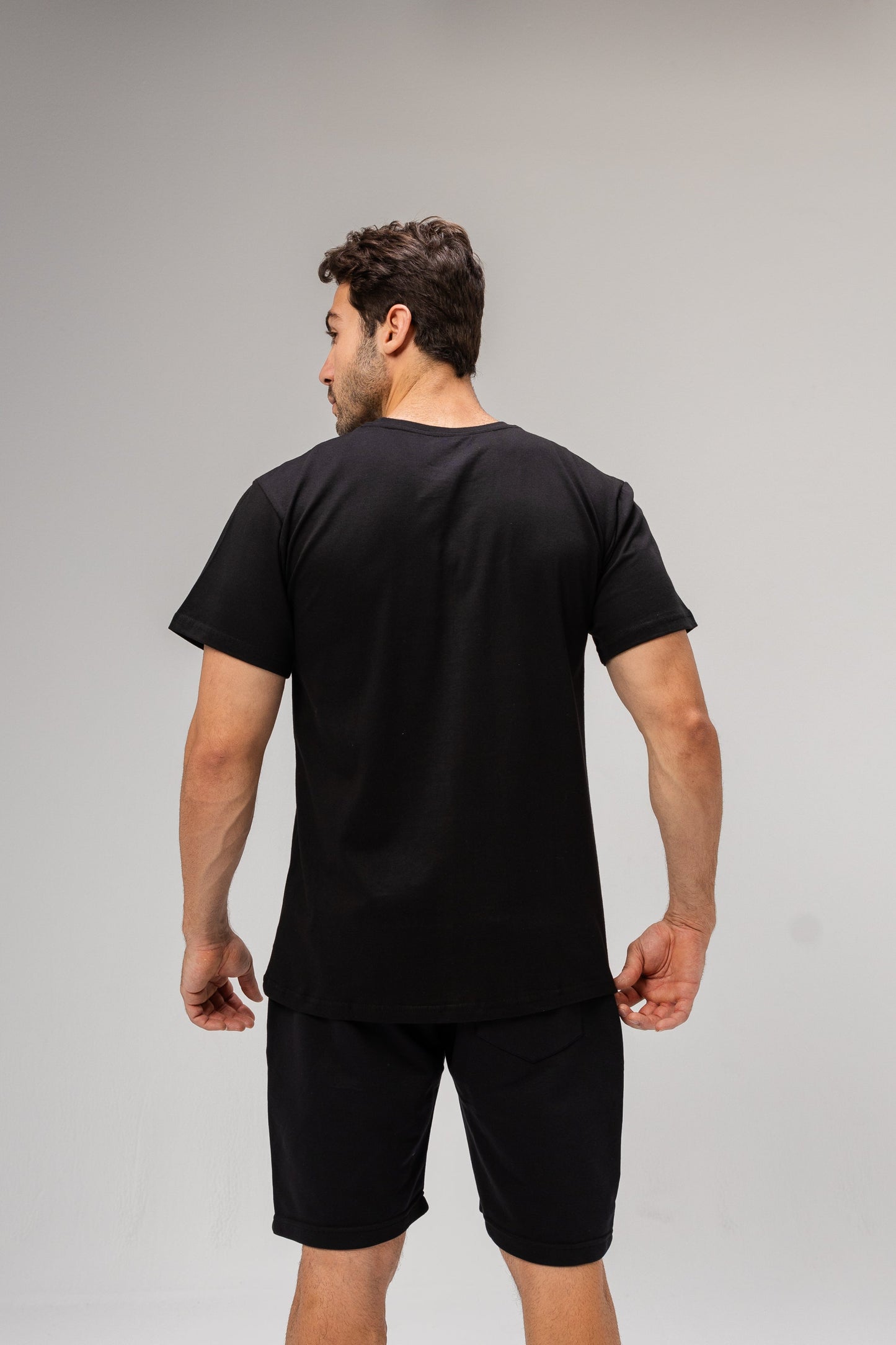 Half Sleeve Undershirt, Black For men Cotton 100%