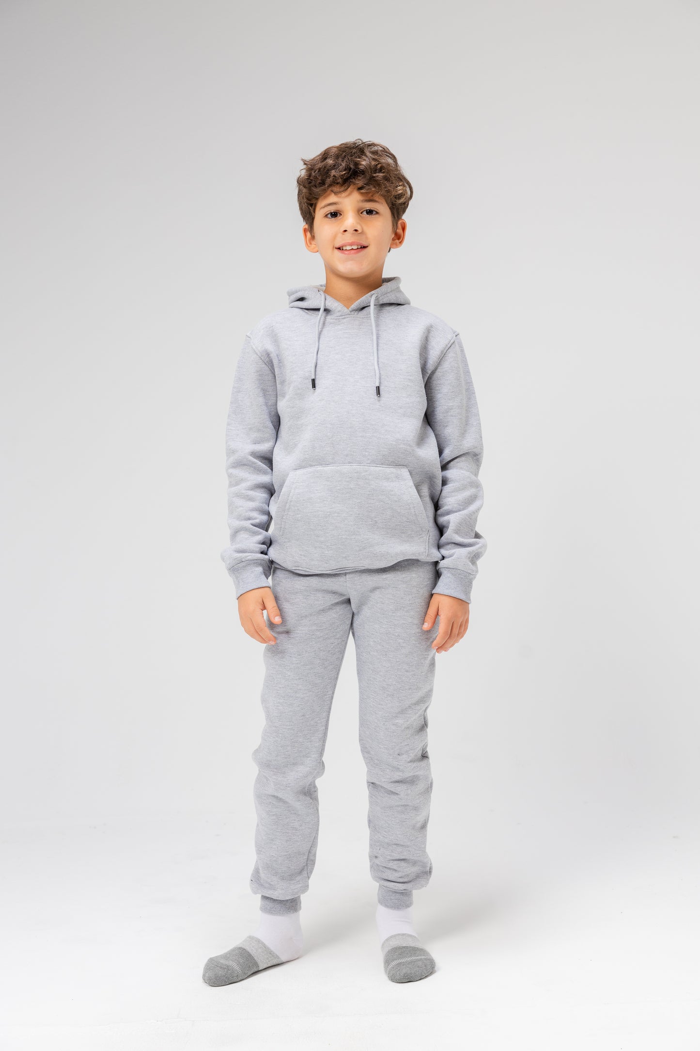 SweatShirt Plain Hoodie Long Sleeve For Kids In Grey