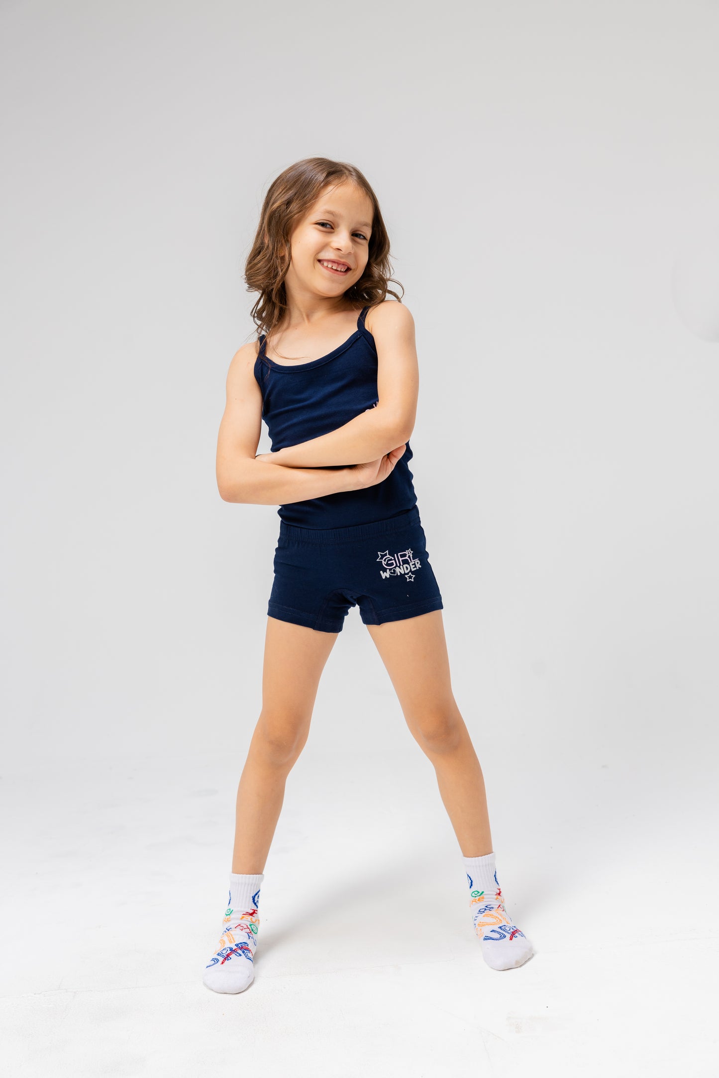 Comfy Girl's High Quality Printed Set ( Top Protel +Short ) Navy