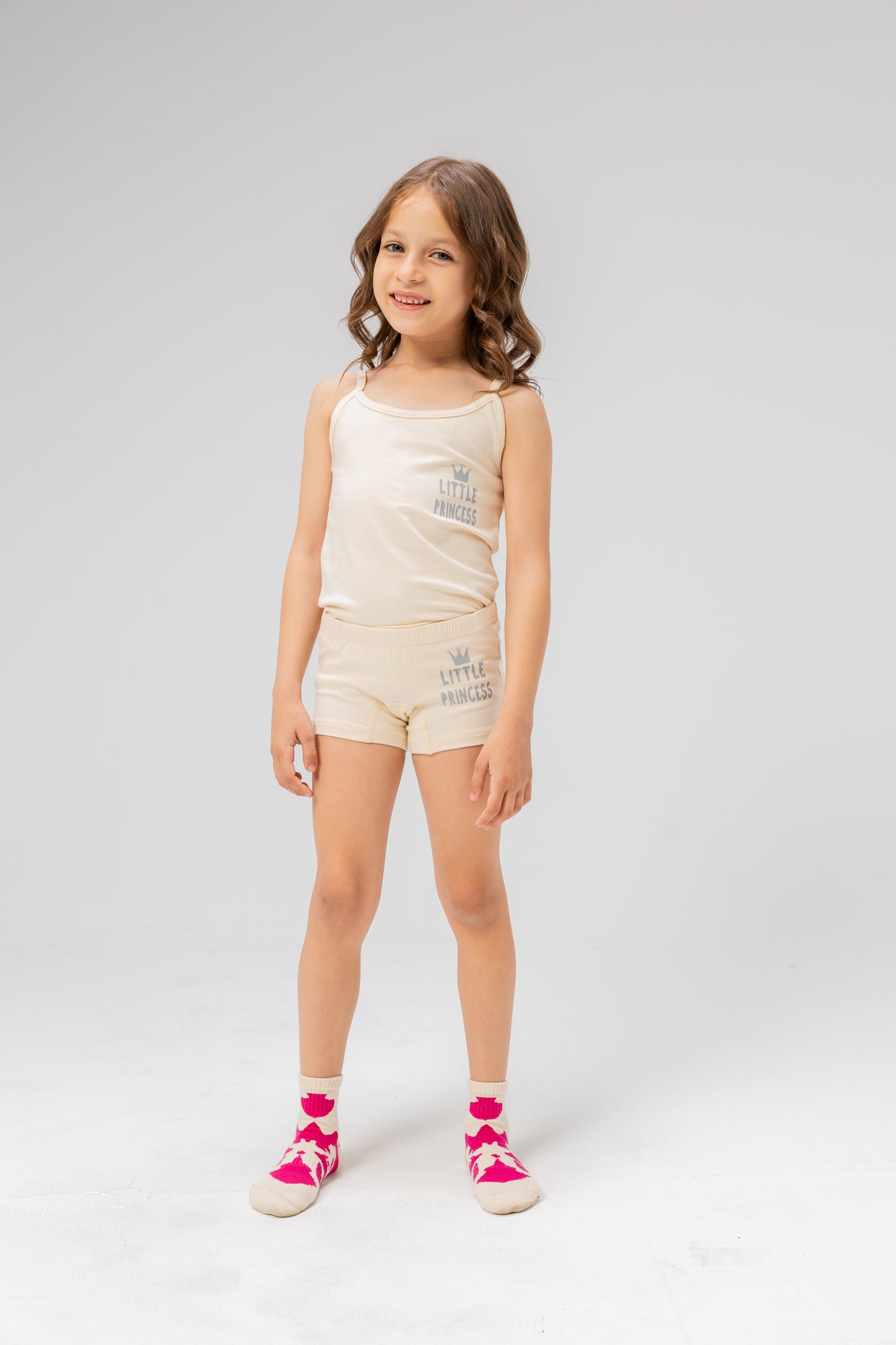 Comfy Girl's High Quality Printed Set ( Top Protel +Short ) Beige