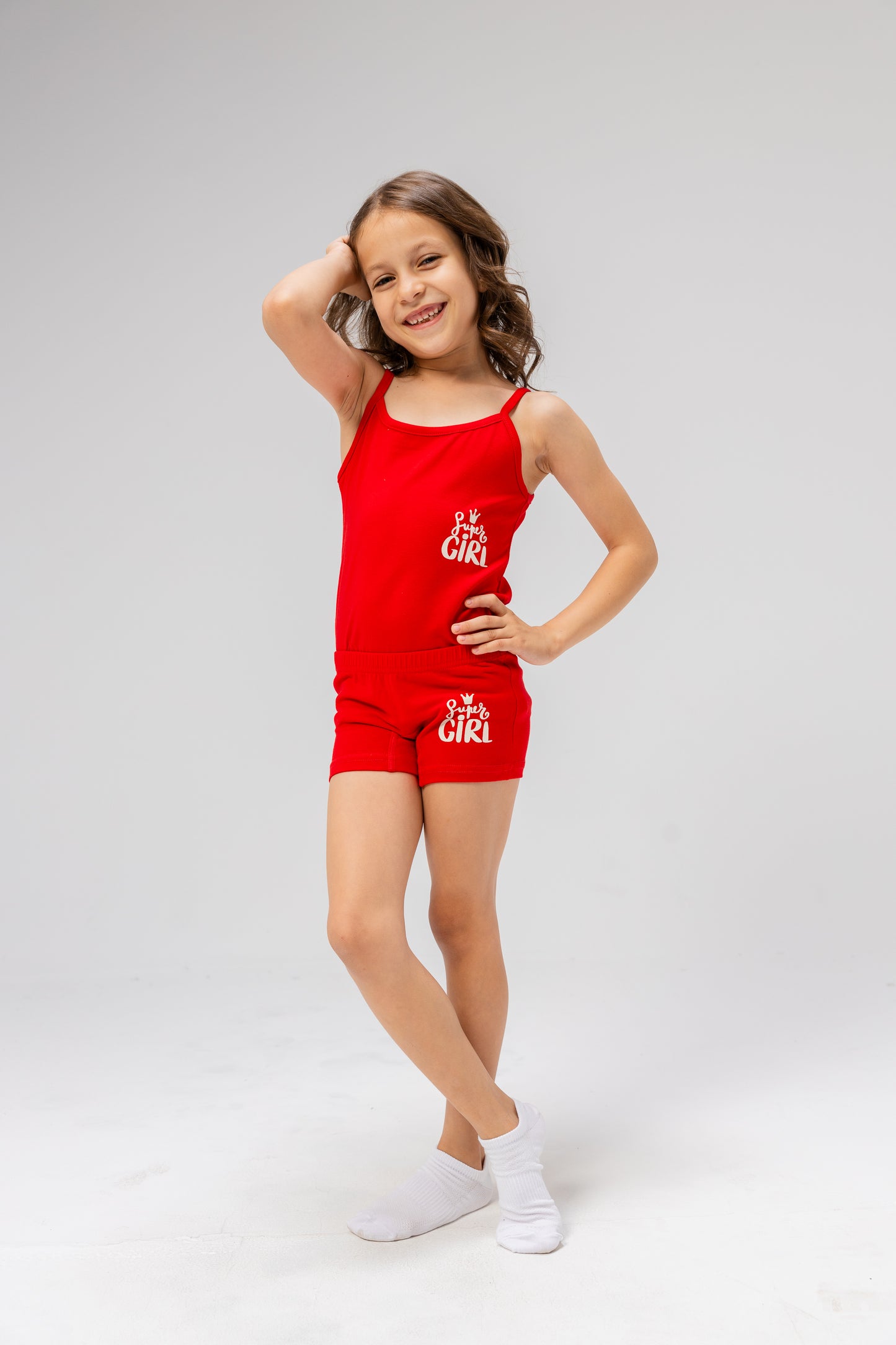Comfy Girl's High Quality Printed Set ( Top Protel +Short ) Red