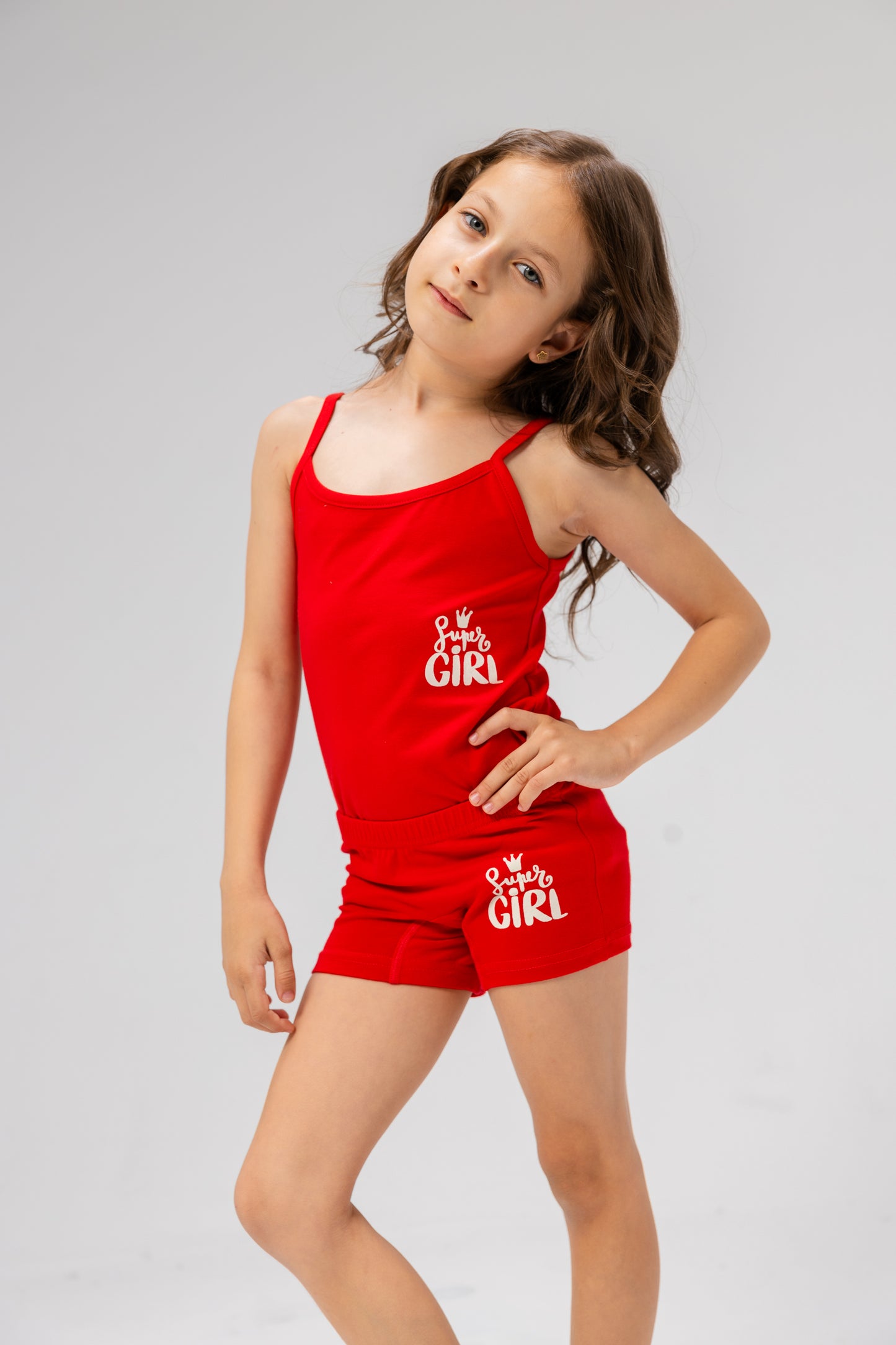 Comfy Girl's High Quality Printed Set ( Top Protel +Short ) Red