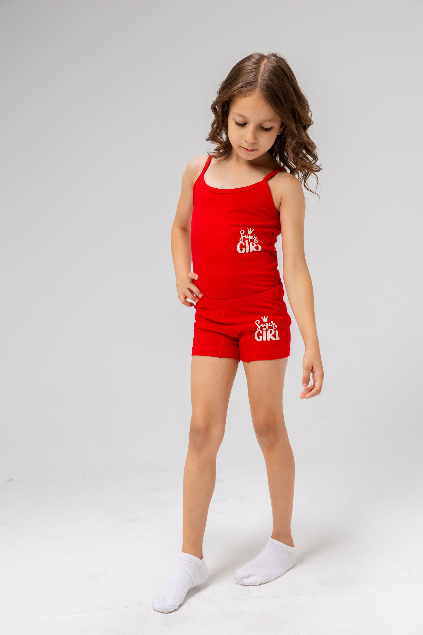 Comfy Girl's High Quality Printed Set ( Top Protel +Short ) Red