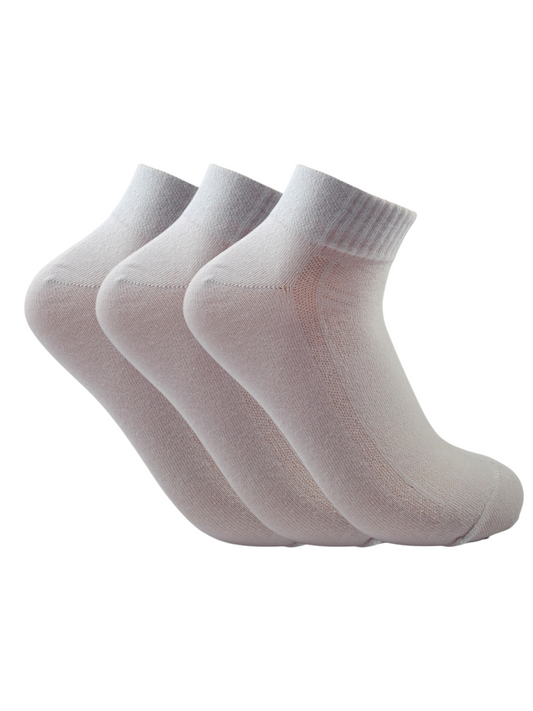 A Pack Of Ankle Socks Ribbed Hem White, 3 Pieces