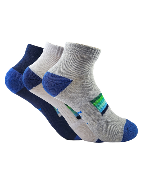 A Pack Of 3 Pieces Plain Short Socks Liner Heel and Toe MultiColoure For Men