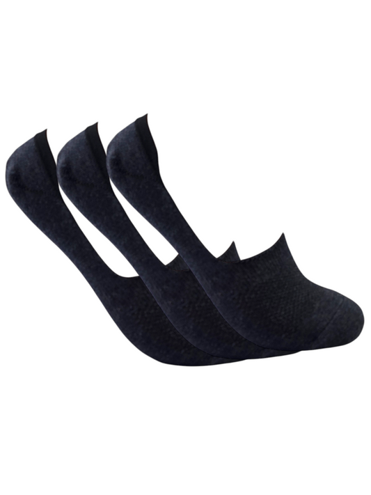 A Pack Of 3 Pieces Invisible Plain Socks Black ForWomen