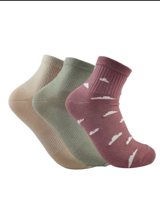 A Pack Of 3 Pieces Plain Short Socks , MultiColoure