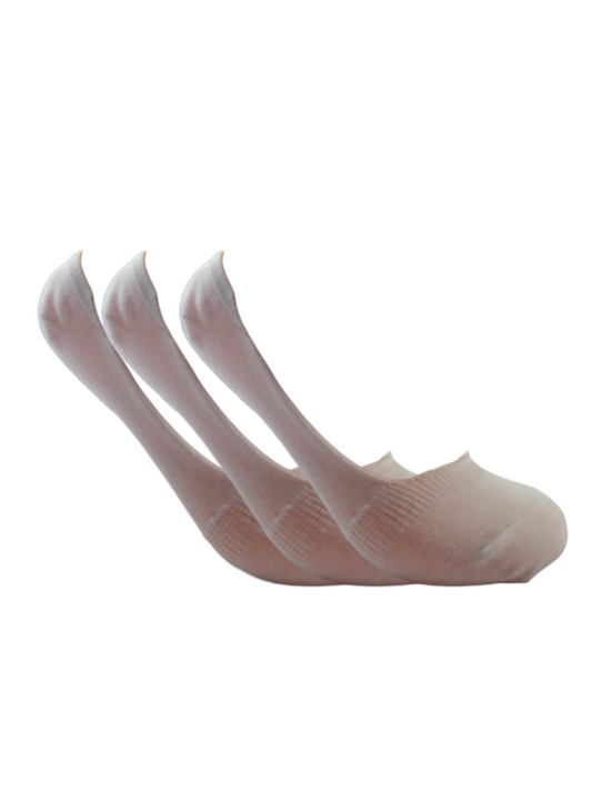 A Pack Of 3 Pieces Invisible Plain Socks White ForWomen