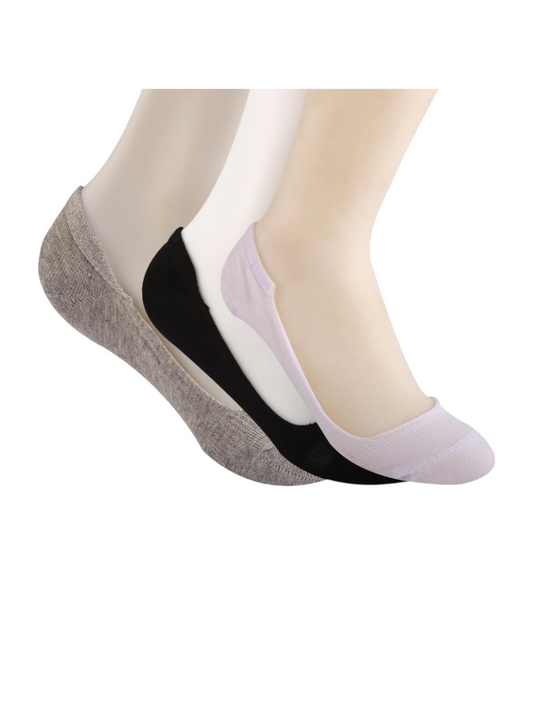 A Pack Of 3 Pieces Invisible Plain Socks MultiColour ForWomen