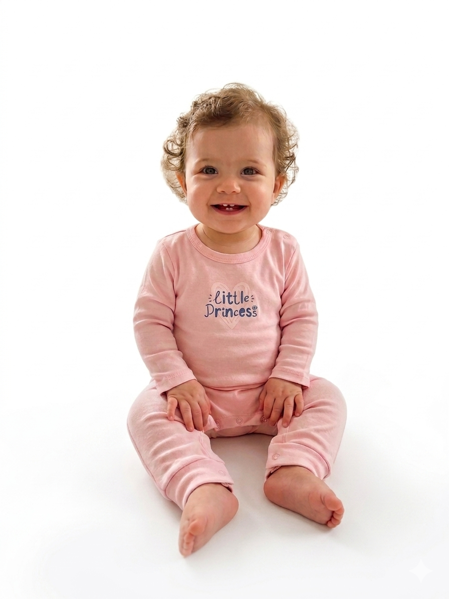 Set Of 1 Piece Comfy Sleep Wear For Baby Cotton 100% , Pink