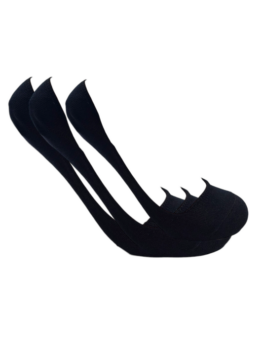 A Pack Of 3 Pieces Invisible Plain Socks Black ForWomen