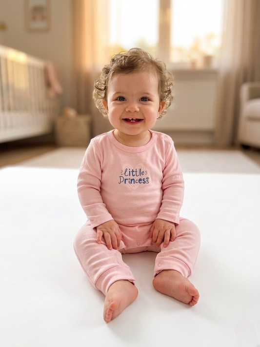 Set Of 1 Piece Comfy Sleep Wear For Baby Cotton 100% , Pink