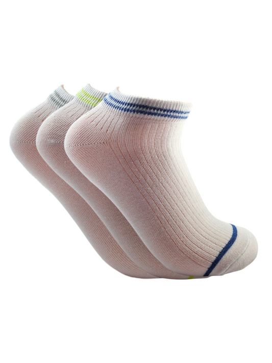 A Pack Of Ankle Ribbed Socks White, 3 Pieces For Women&KIds