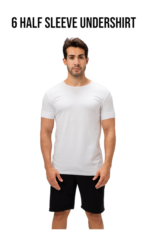 A Pack Of 6 Pieces Contain From ( 6 Half Sleeve UnderShirt) White For Men