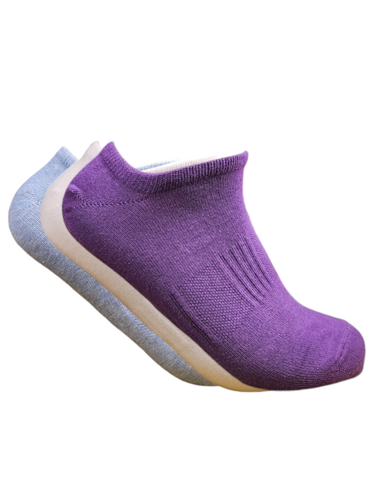 A Pack Of 3 Pieces LowCut Plain Socks Multicolor For Women