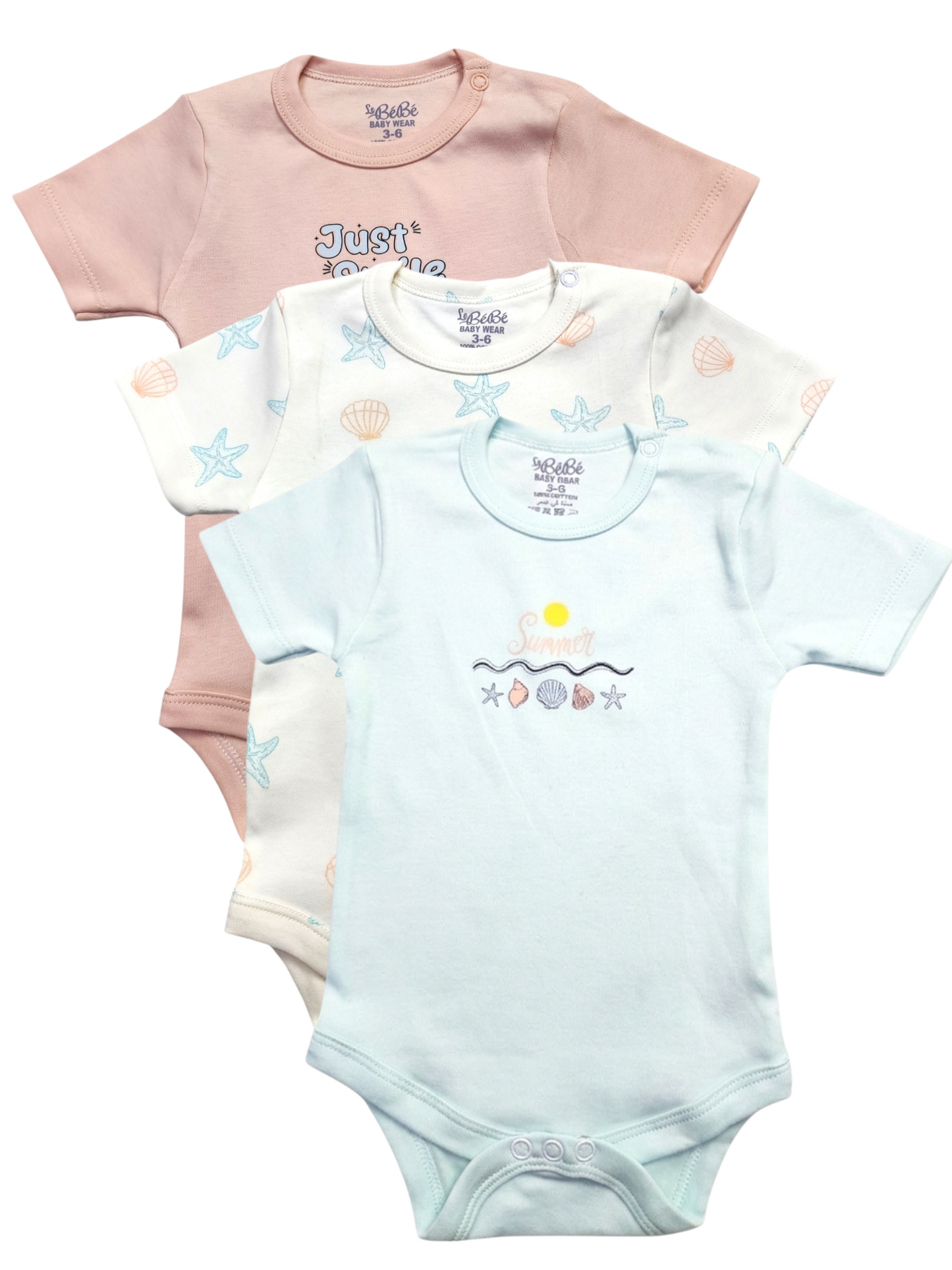 A Pack Of 3 Pieces Half Sleeve Baby UnderWear Cotton 100% , MultiColoure