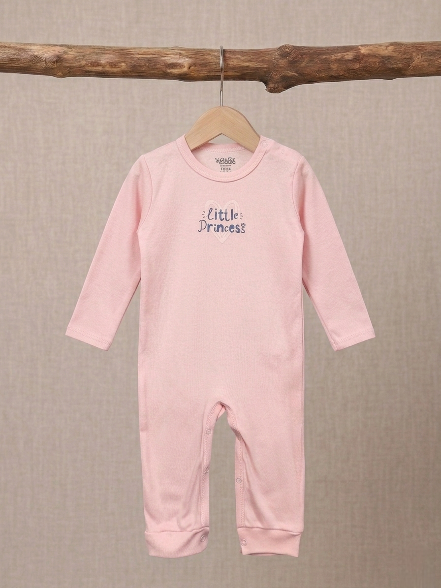 Set Of 1 Piece Comfy Sleep Wear For Baby Cotton 100% , Pink