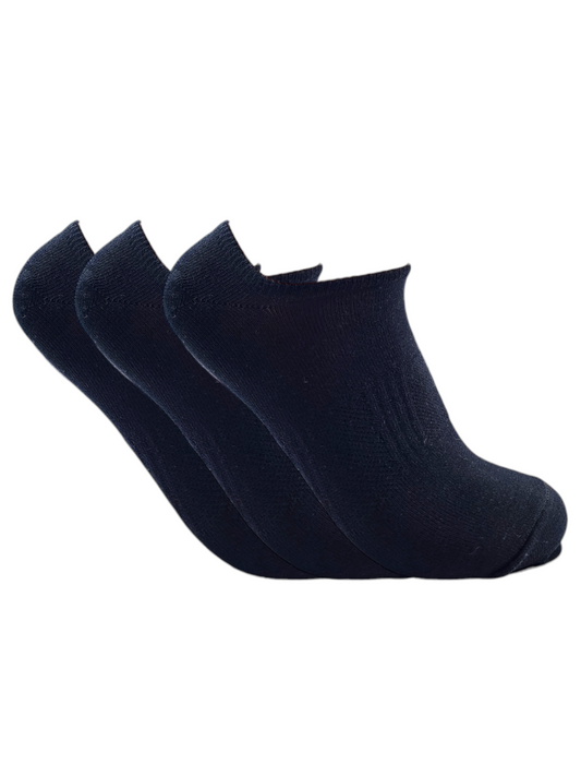 A Pack Of 3 Pieces LowCut Printed Socks Black For Women&Kids